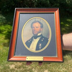 General William Sherman Civil War General Framed Portrait with Plaque Wall Art